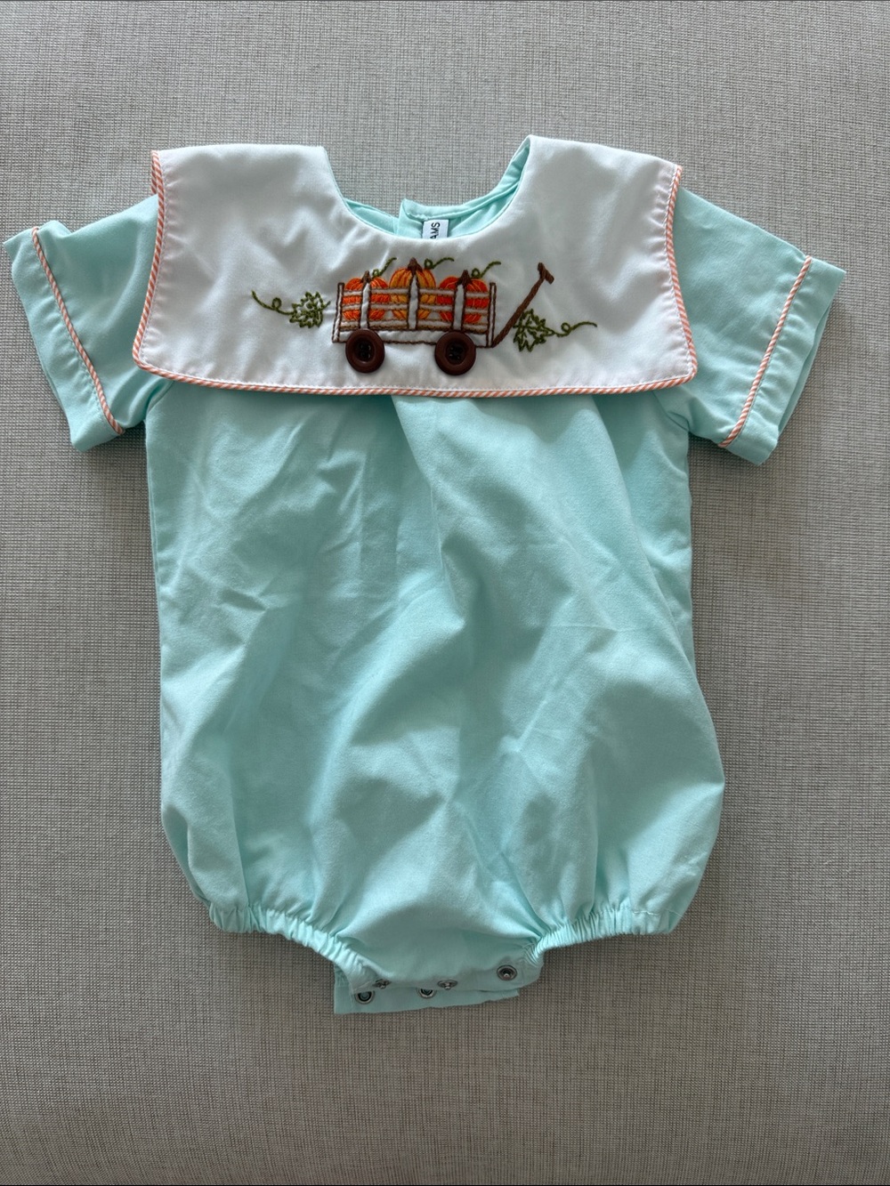Sweet Dreams Baby bubble with Pumpkin Wagon Embroidery